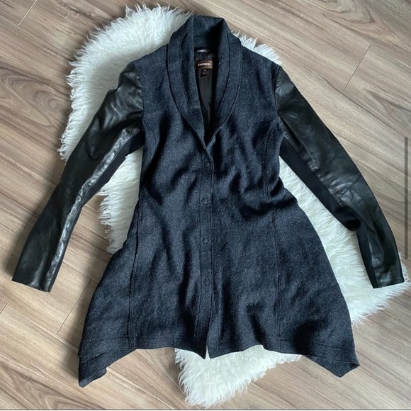 Danier Genuine Leather & Wool Jacket/Coatigan w/Snaps - Picture 6 of 9
